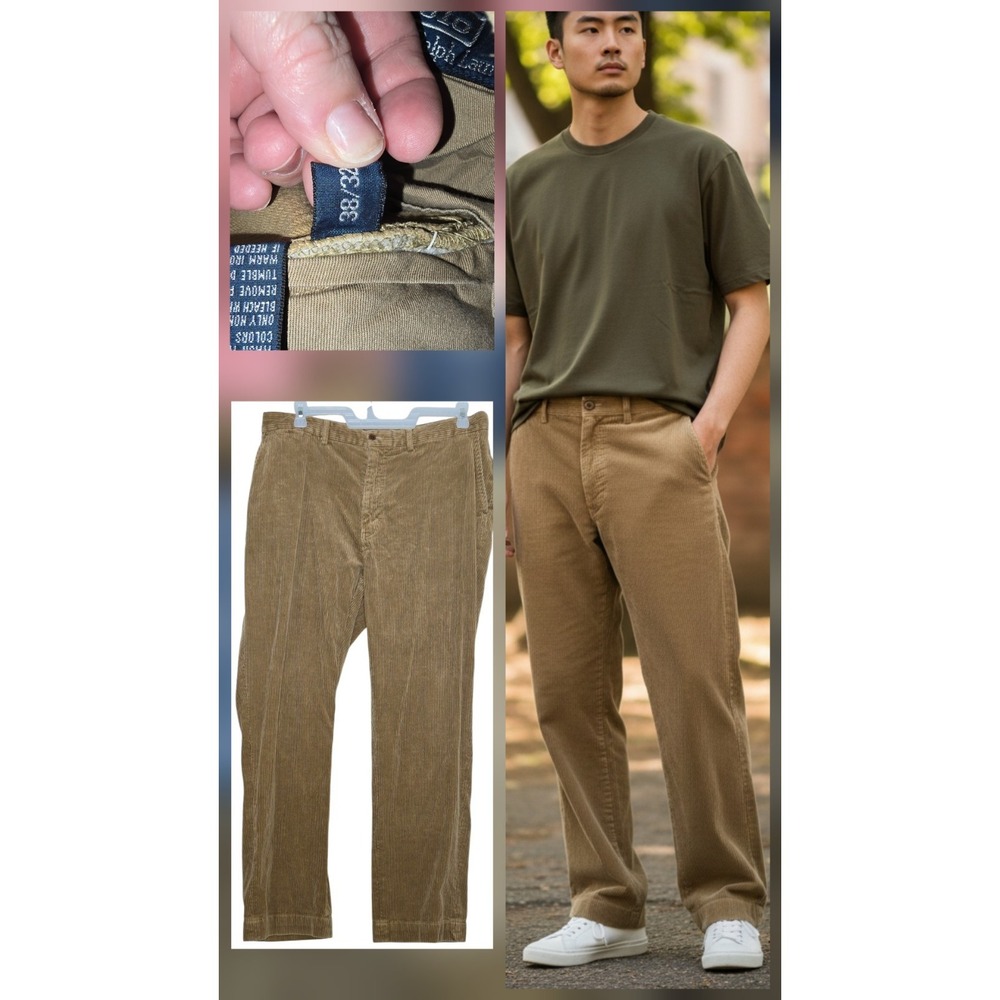 Polo Ralph Lauren Corduroy Pants Mens Size 38x30 Beige Preppy Vintage